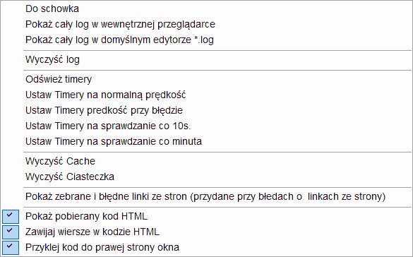 Menu kontekstowe Logu Menu kontekstowe Logu